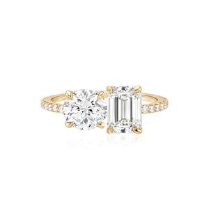 Two Lab Diamond Pave Band Engagement Ring