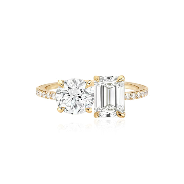 Two Lab Diamond Pave Band Engagement Ring