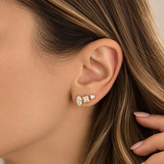 Two-Diamond Bezel Stud Earring (Single)
