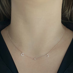 Two Pave Initials and Charm Necklace