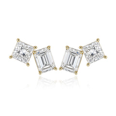 Two-shape lab-grown diamond stud earrings in 14K yellow gold