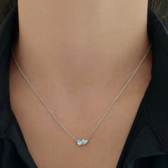 Two Small Diamond Bezel Necklace