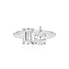 Two Lab Diamond Gold Band Engagement Ring
