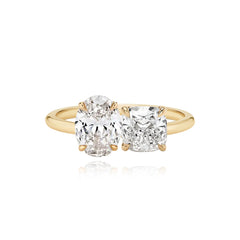 Two Lab Diamond Gold Band Engagement Ring