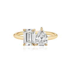 Two Lab Diamond Gold Band Engagement Ring