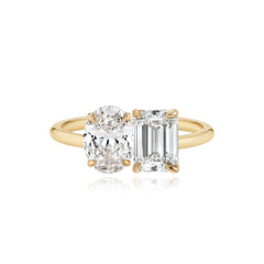 Two Lab Diamond Gold Band Engagement Ring