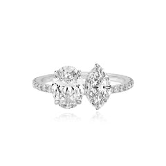 Two Lab Diamond Pave Band Engagement Ring