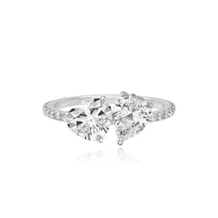Two Lab Diamond Pave Band Engagement Ring