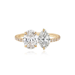 Two Lab Diamond Pave Band Engagement Ring