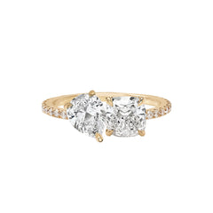 Two Lab Diamond Pave Band Engagement Ring
