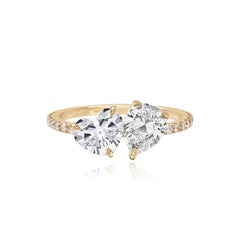 Two Lab Diamond Pave Band Engagement Ring