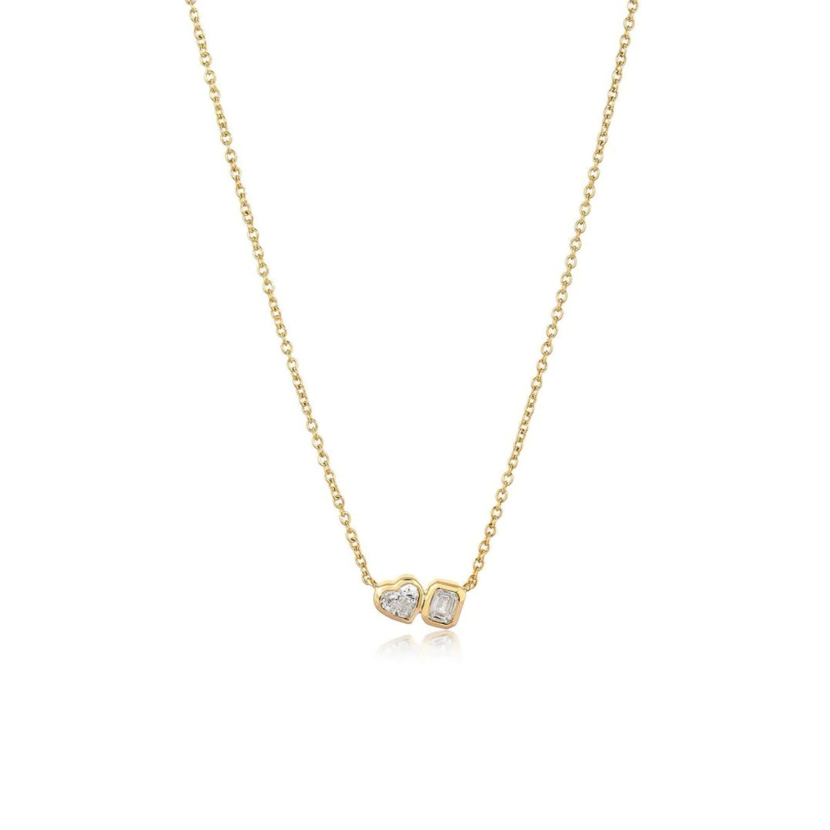 Two Small Diamond Bezel Necklace