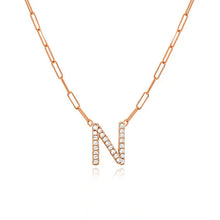 Load image into Gallery viewer, Uppercase Pave Initial Paperclip Necklace
