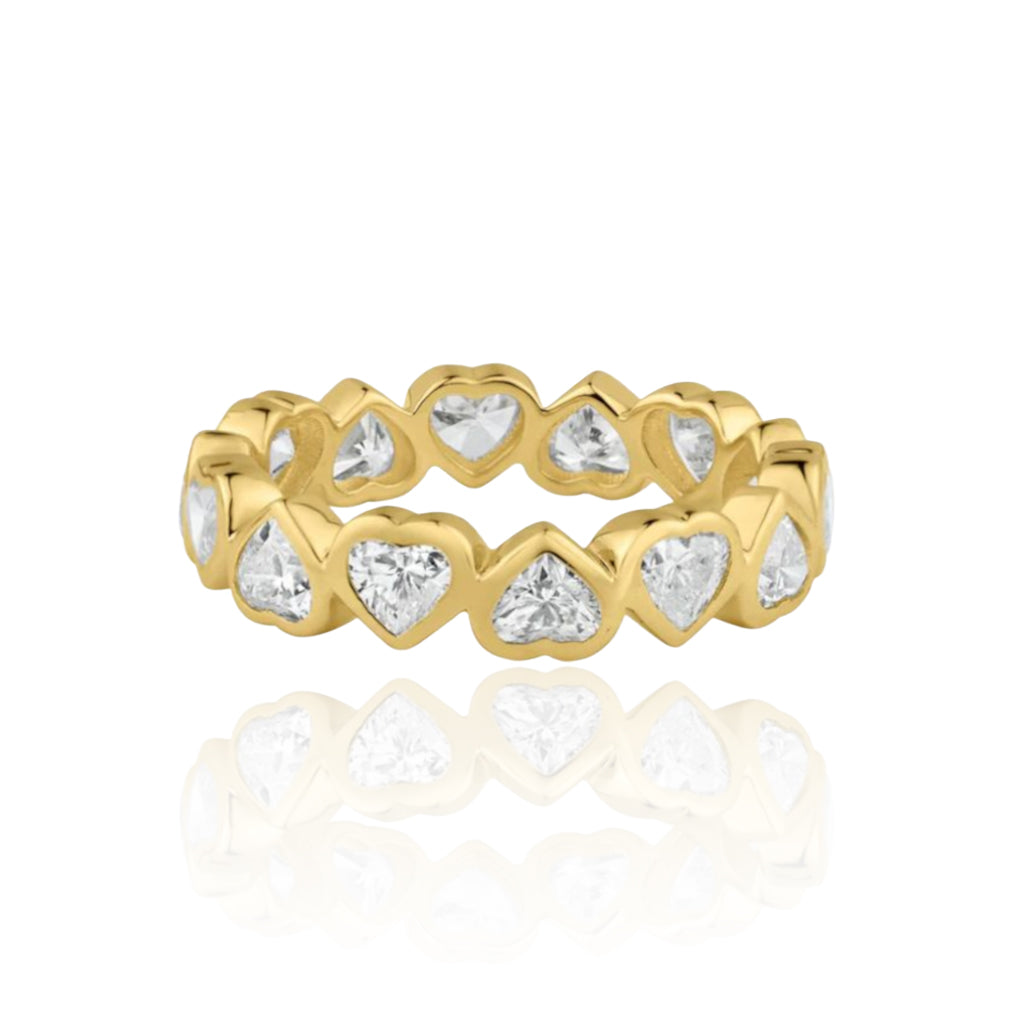 Vertical Diamond Heart Bezel Eternity Ring