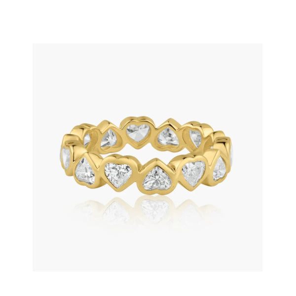 Vertical Diamond Heart Bezel Eternity Ring