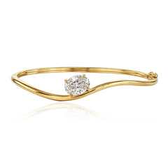 Gold Wave Stackable Lab Diamond Bangle