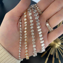 Load image into Gallery viewer, Diagonal Multi Shape Diamond Tennis Bracelet

