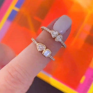 Two-Diamonds Bezel Pave Ring