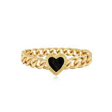Load image into Gallery viewer, Fluted Outline Stone Heart Cuban Ring
