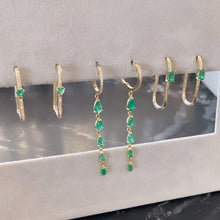 Load image into Gallery viewer, Solitaire Emerald Heart Pave Square Hoops
