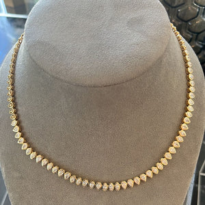 Bezel Pear and Marquise Golden Tennis Necklace