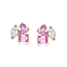 Load image into Gallery viewer, Small Two-Gemstones and Diamond Multishape Earrings
