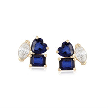 Load image into Gallery viewer, Small Two-Gemstones and Diamond Multishape Earrings
