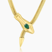 Load image into Gallery viewer, Solitaire Pear Emerald Eyes Snake Necklace
