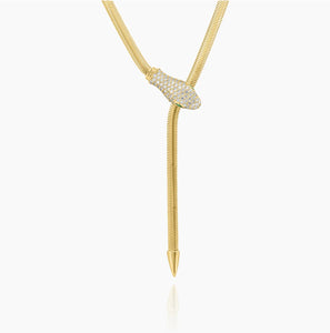 Diamond Snake Emerald Eyes Necklace