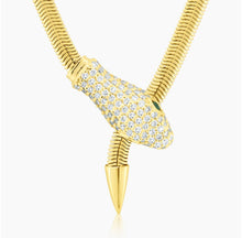 Load image into Gallery viewer, Diamond Snake Emerald Eyes Necklace
