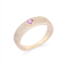 Load image into Gallery viewer, Solitaire Gemstone Thick Pave Ring
