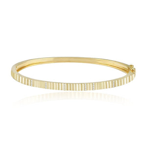 Slim Fluted Pave Bangle