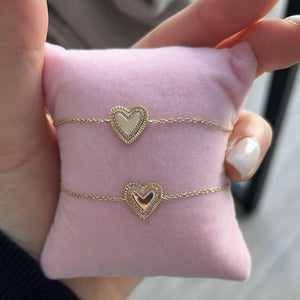 Fluted Outline Pink Sapphire Heart Bracelet