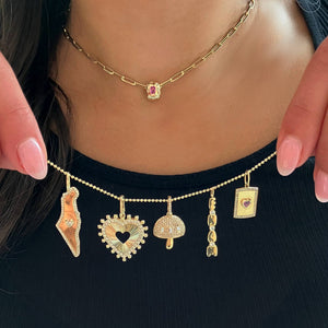 Cutout Gold Initials & Bezel Charm