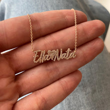Load image into Gallery viewer, Two Pave Names and Pave Charm Necklace
