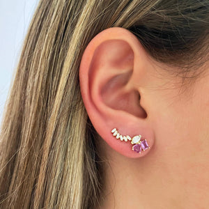 Curved Diagonal Baguette Stud