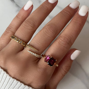 Fluted Swirl Gold and Pave Ring