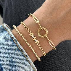 Gold Fluted Clasp Paperclip Bracelet