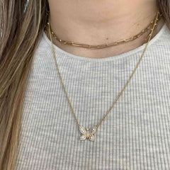 Butterfly Baguette and Pave Necklace
