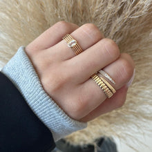 Load image into Gallery viewer, Oval White Topaz Five Row Gold Ring
