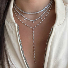 Load image into Gallery viewer, Five Solitaire Diamond Dangling Tennis Necklace

