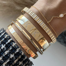 Load image into Gallery viewer, Geometric Baguette Diamond Gold Bangle
