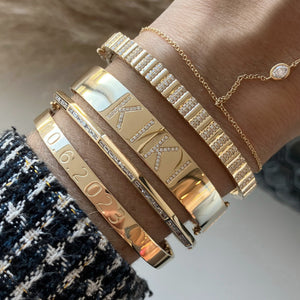 Geometric Baguette Diamond Gold Bangle