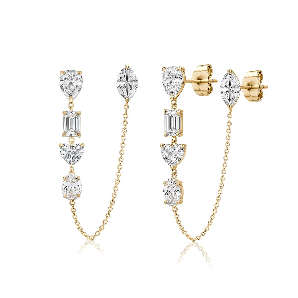 Multi Shape Lab Diamonds Chain Earring