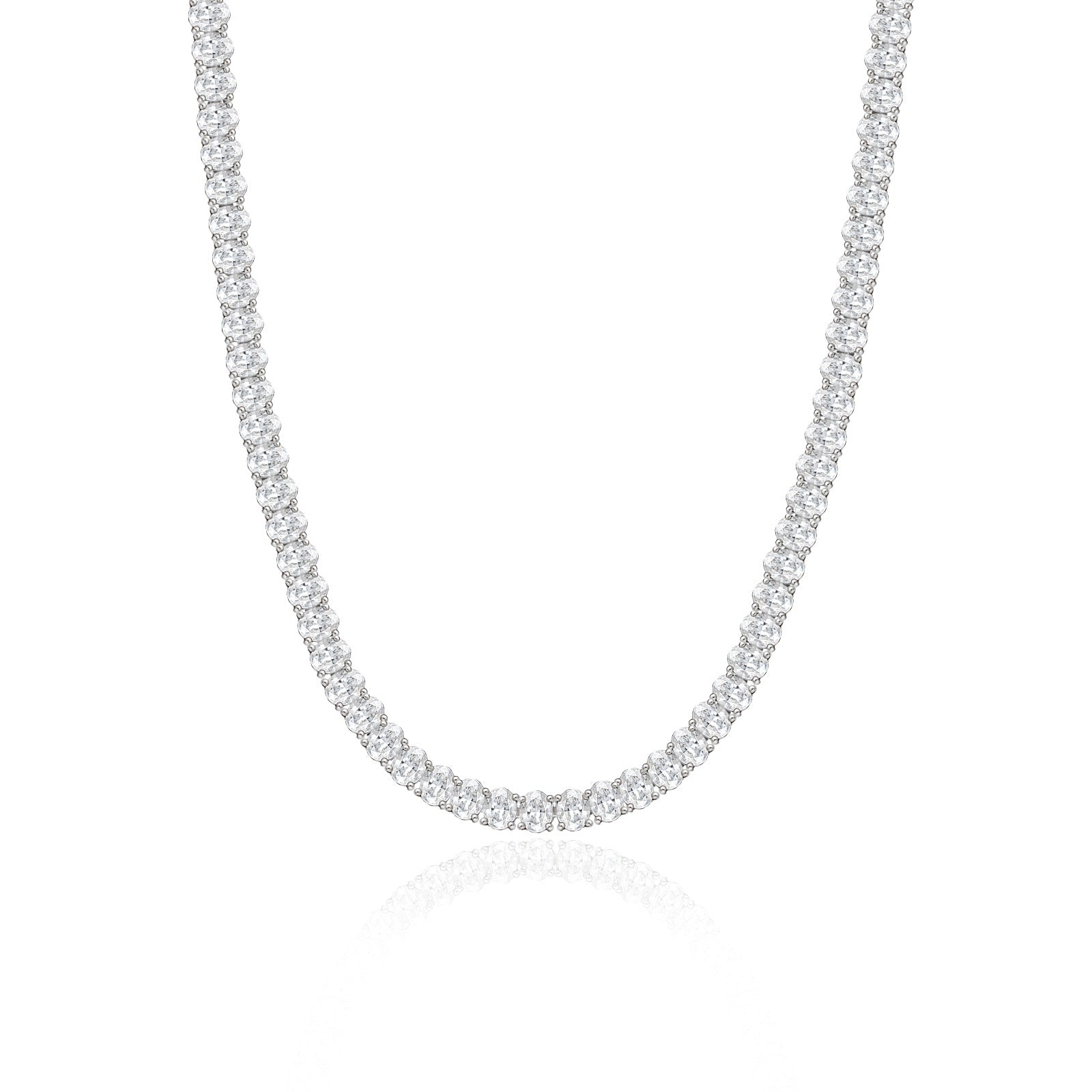 Oval Diamond Tennis Necklace