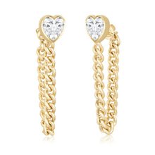 Load image into Gallery viewer, White Topaz Bezel Cuban Chain Gold Earring
