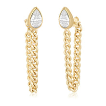 Load image into Gallery viewer, White Topaz Bezel Cuban Chain Gold Earring
