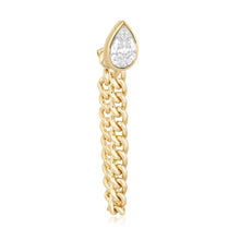 Load image into Gallery viewer, White Topaz Bezel Cuban Chain Gold Earring
