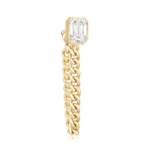 Load image into Gallery viewer, White Topaz Bezel Cuban Chain Gold Earring
