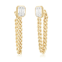 Load image into Gallery viewer, White Topaz Bezel Cuban Chain Gold Earring

